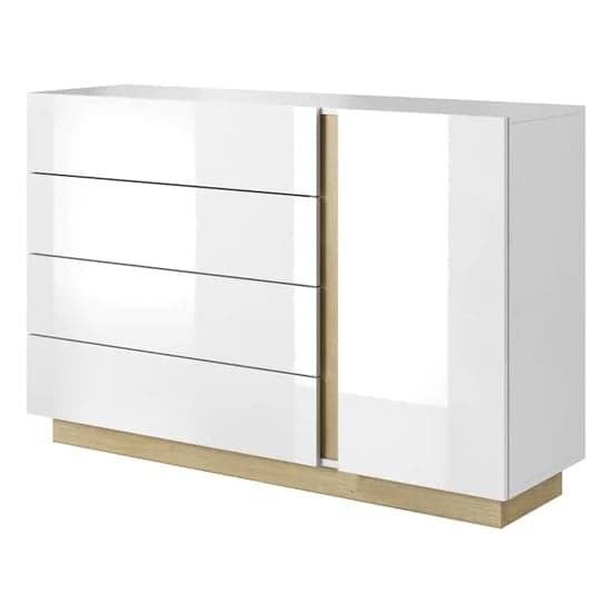 Alaro High Gloss Sideboard With 1 Door 4 Drawers In White_1