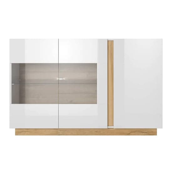Alaro High Gloss Sideboard With 3 Doors In White And LED_3