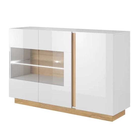 Alaro High Gloss Sideboard With 3 Doors In White And LED_1