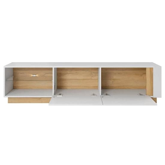 Alaro High Gloss TV Stand With 2 Doors In White And LED_2