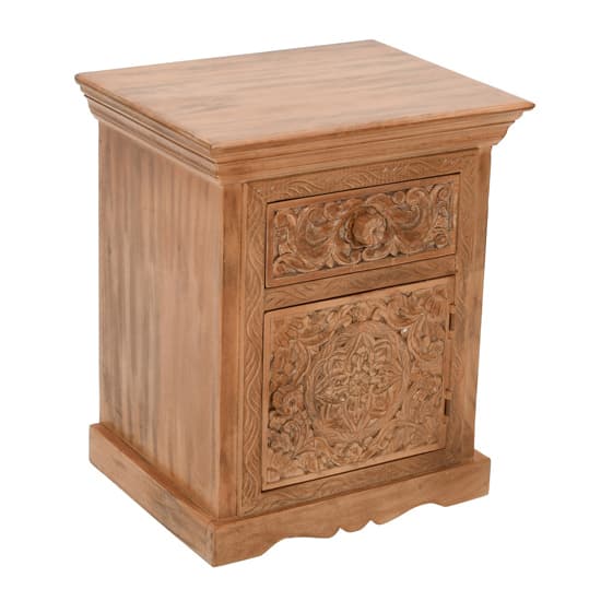 Alaro Solid Mangowood Bedside Table With Storage In Oak_3