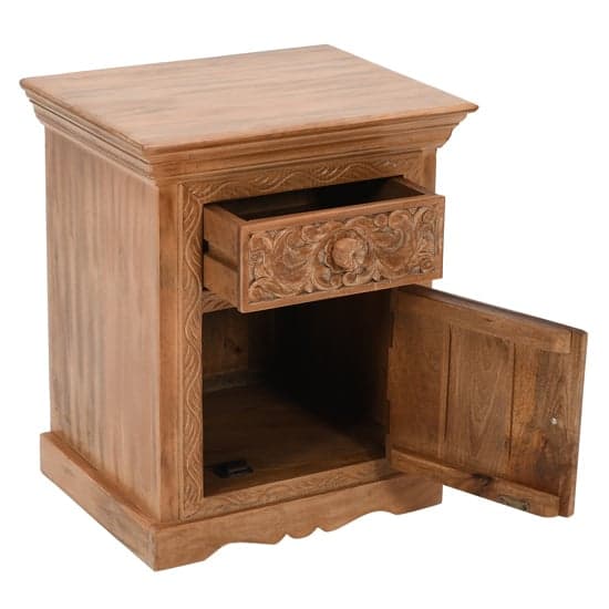Alaro Solid Mangowood Bedside Table With Storage In Oak_4