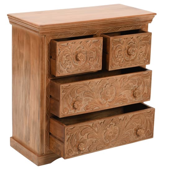 Alaro Solid Mangowood Chest Of 4 Drawers In Oak_3