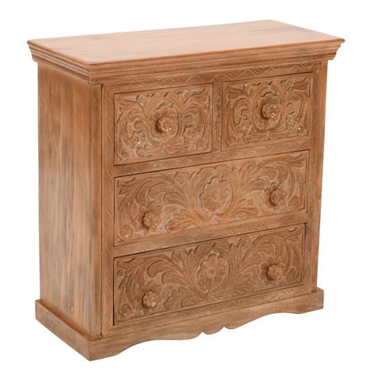 Alaro Solid Mangowood Chest Of 4 Drawers In Oak_4