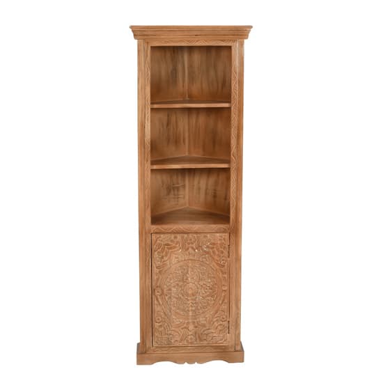Alaro Solid Mangowood Corner Bookcase In Oak_2