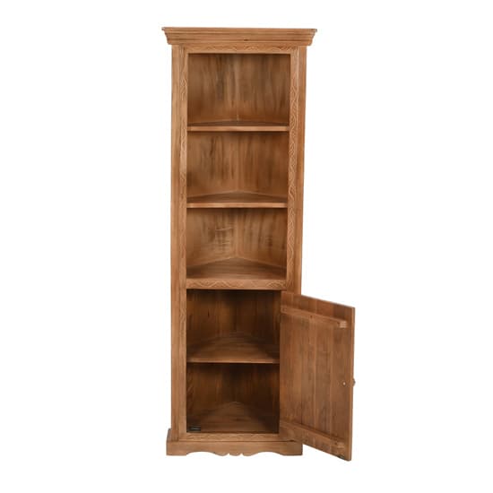 Alaro Solid Mangowood Corner Bookcase In Oak_3