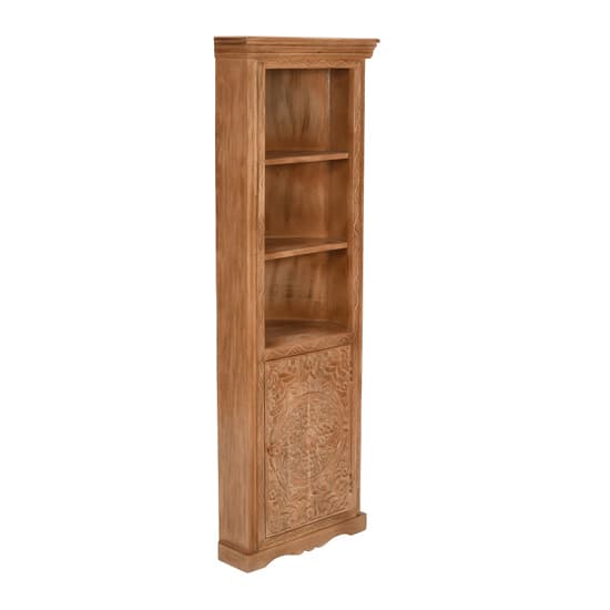 Alaro Solid Mangowood Corner Bookcase In Oak_4
