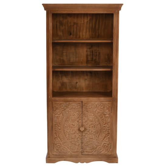 Alaro Solid Mangowood Large Bookcase In Oak_2