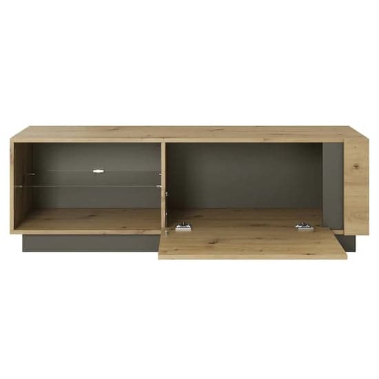 Alaro Wooden TV Stand With 1 Door In Artisan Oak And LED_2