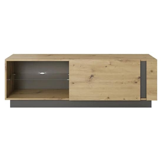 Alaro Wooden TV Stand With 1 Door In Artisan Oak And LED_3