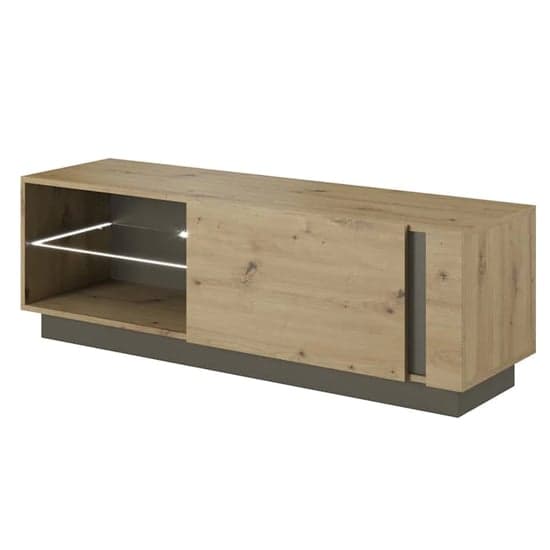 Alaro Wooden TV Stand With 1 Door In Artisan Oak And LED_1