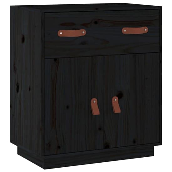 Alawi Pine Wood Sideboard With 2 Doors 1 Drawer In Black_3