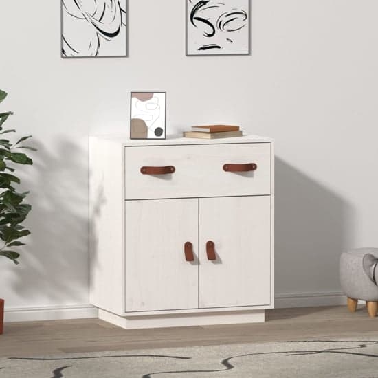 Alawi Pine Wood Sideboard With 2 Doors 1 Drawer In White_1