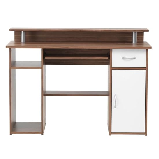 Alban Wooden Computer Desk In Walnut And White_3
