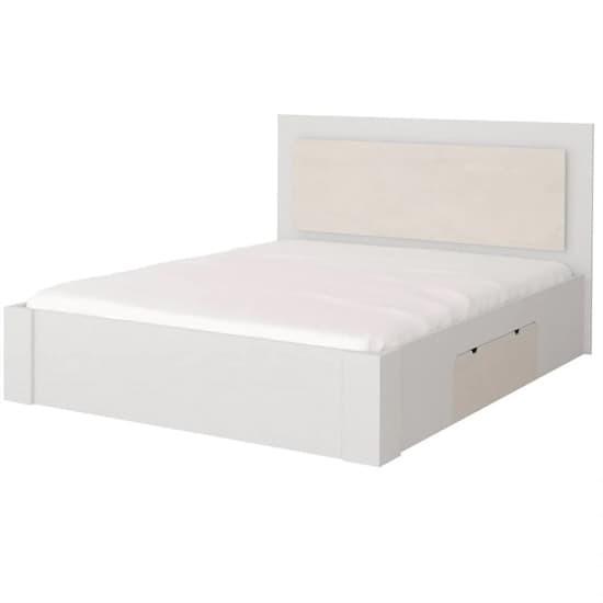 Albany Wooden Divan King Size Bed In Silk And White With LED_1