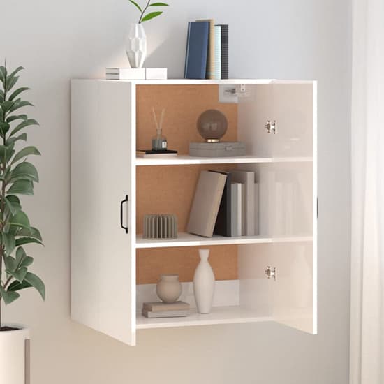 Albany High Gloss Wall Storage Cabinet With 2 Doors In White_2