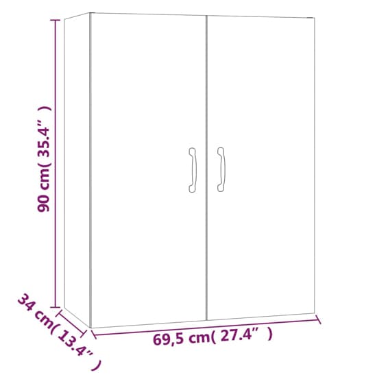 Albany High Gloss Wall Storage Cabinet With 2 Doors In White_5