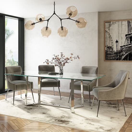 Altarnun Glass Dining Table With Stainless Steel Legs Furniture in