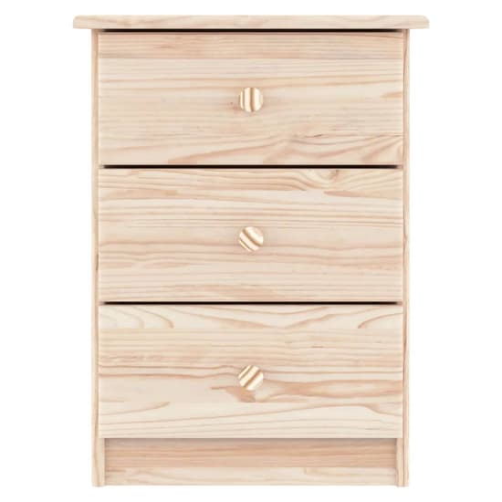 Albi Solid Pinewood Bedside Cabinet With 3 Drawers In Brown_3