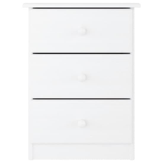Albi Solid Pinewood Bedside Cabinet With 3 Drawers In White_3