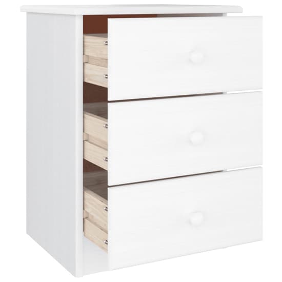 Albi Solid Pinewood Bedside Cabinet With 3 Drawers In White_4