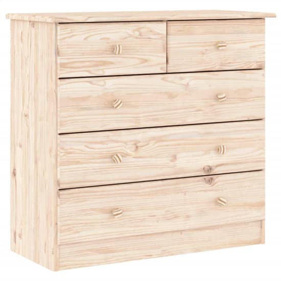 Albi Solid Pinewood Chest Of 5 Drawers In Brown_2