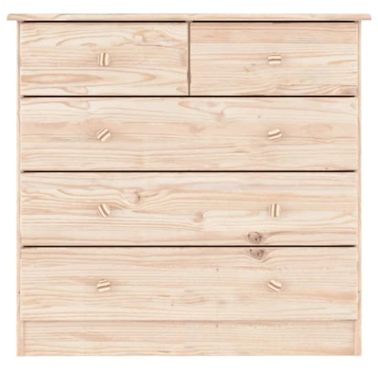 Albi Solid Pinewood Chest Of 5 Drawers In Brown_4