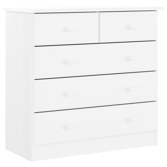 Albi Solid Pinewood Chest Of 5 Drawers In White_2