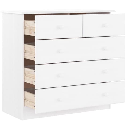 Albi Solid Pinewood Chest Of 5 Drawers In White_3