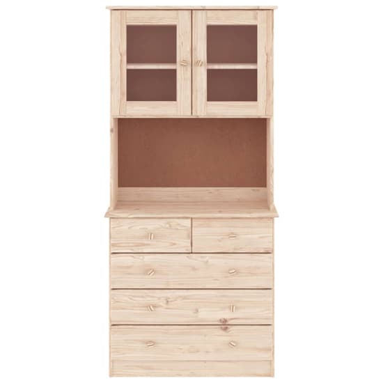 Albi Solid Pinewood Highboard With 2 Doors 5 Drawers In Brown_3