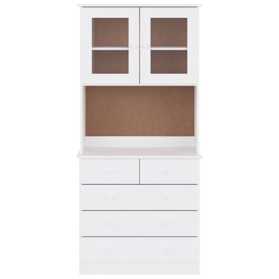 Albi Solid Pinewood Highboard With 2 Doors 5 Drawers In White_3