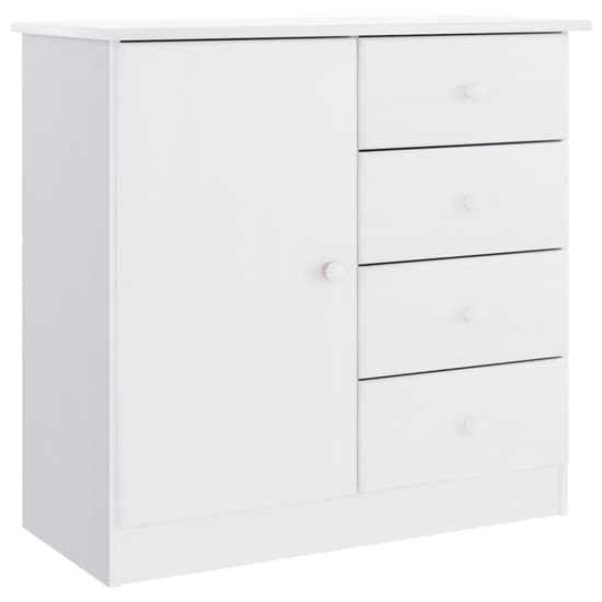 Albi Solid Pinewood Sideboard With 1 Door 4 Drawers In White_2
