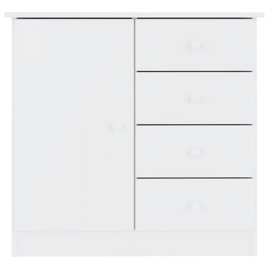 Albi Solid Pinewood Sideboard With 1 Door 4 Drawers In White_3
