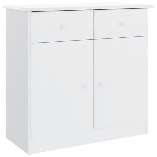 Albi Solid Pinewood Sideboard With 2 Doors 2 Drawers In White_2