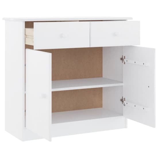 Albi Solid Pinewood Sideboard With 2 Doors 2 Drawers In White_4
