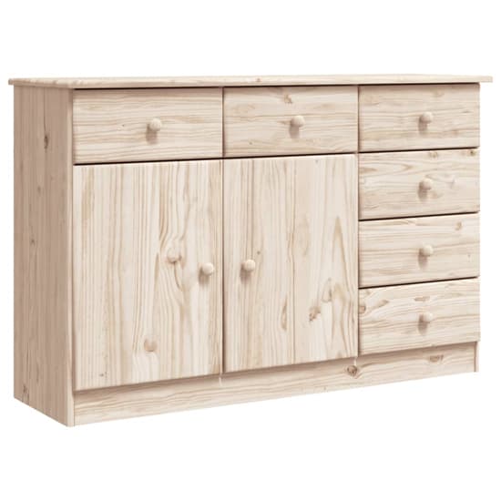 Albi Solid Pinewood Sideboard With 2 Doors 6 Drawers In Brown_2