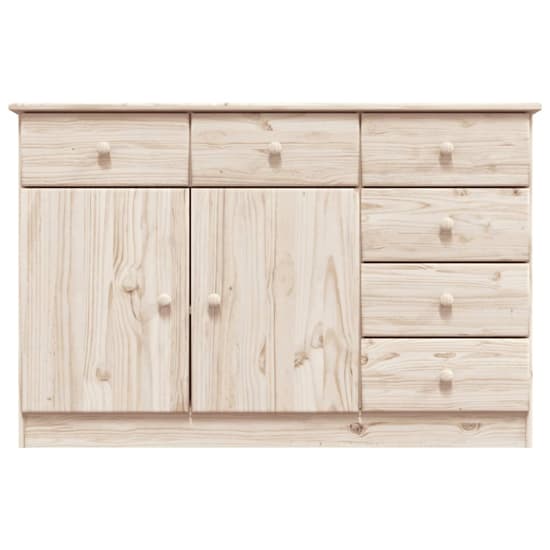 Albi Solid Pinewood Sideboard With 2 Doors 6 Drawers In Brown_3