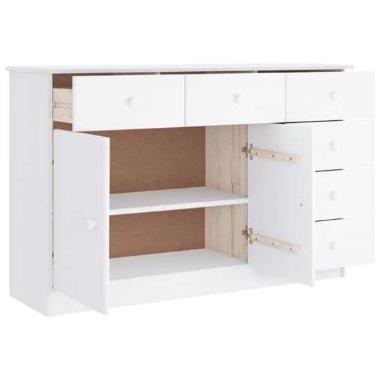 Albi Solid Pinewood Sideboard With 2 Doors 6 Drawers In White_4