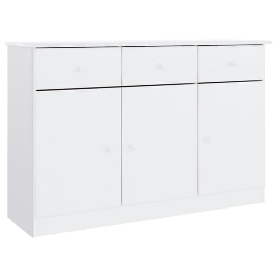 Albi Solid Pinewood Sideboard With 3 Doors 3 Drawers In White_2