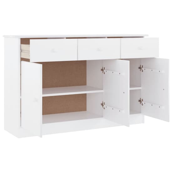 Albi Solid Pinewood Sideboard With 3 Doors 3 Drawers In White_3