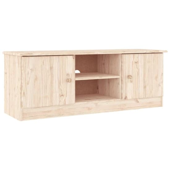 Albi Solid Pinewood TV Stand With 2 Doors In Brown_2