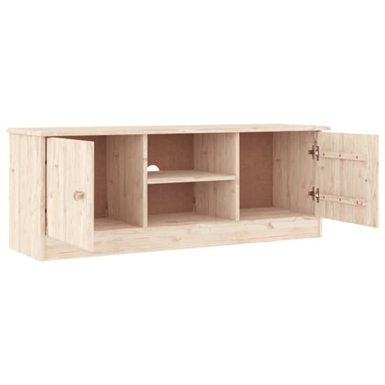 Albi Solid Pinewood TV Stand With 2 Doors In Brown_3