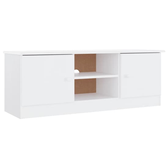 Albi Solid Pinewood TV Stand With 2 Doors In White_2