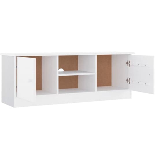 Albi Solid Pinewood TV Stand With 2 Doors In White_3