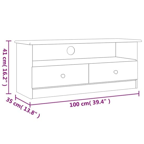 Albi Solid Pinewood TV Stand With 2 Drawers In White_6