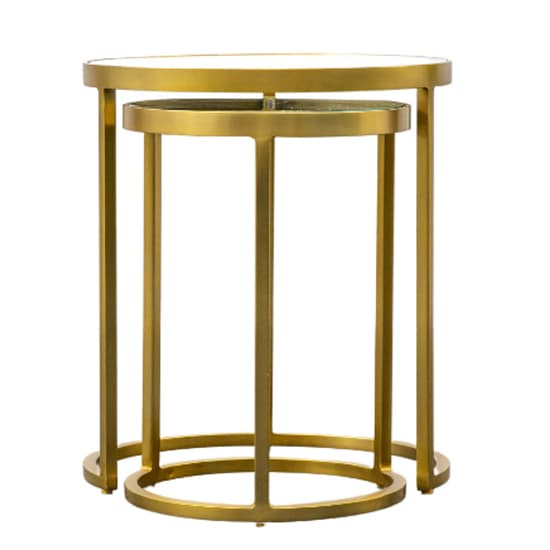 Alcoa Clear Glass Top Nest Of 2 Tables With Gold Metal Frame_5