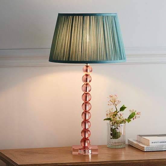 Alcoy Fir Shade Table Lamp With Blush Tinted Crystal Base_1