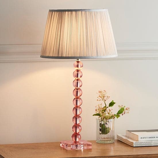 Alcoy Silver Shade Table Lamp With Blush Tinted Crystal Base_1