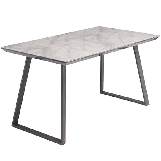 Atden Marble Dining Table In Grey With 4 Huskon Grey Chairs_2