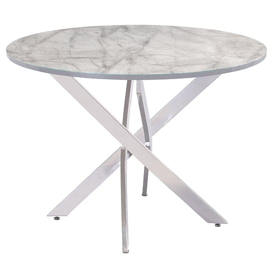 Atden Round Marble Dining Table In Grey With Chrome Legs_1